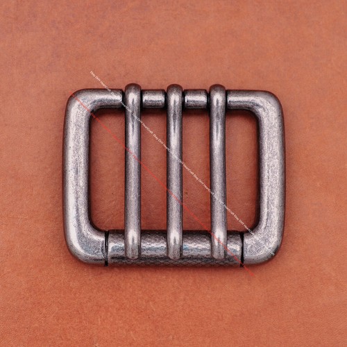 Men Sturdy Heavy Antique Silver Single Prong 3 Pin Leather Belt Buckle fit 40mm - Picture 8 of 12
