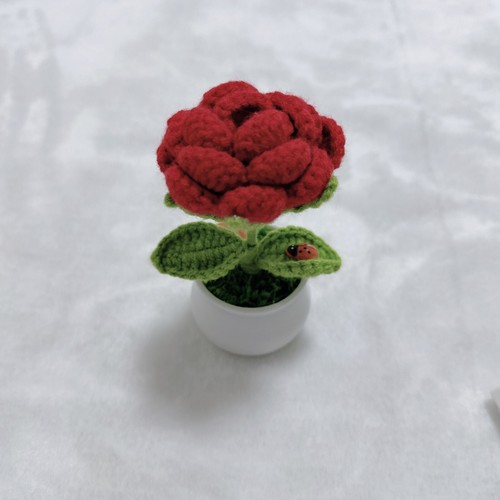 DIY Handmade Mini Flower Plants Crochet Woolen Potted Ornament For Decoration - Picture 3 of 18