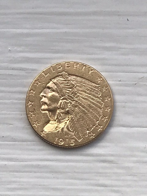 1915 Us Indian Head 250 Gold Quarter Eagle Coin