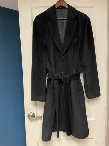 Ovadia & Sons Alpaca Wool Belted Robe Coat Black - Size M