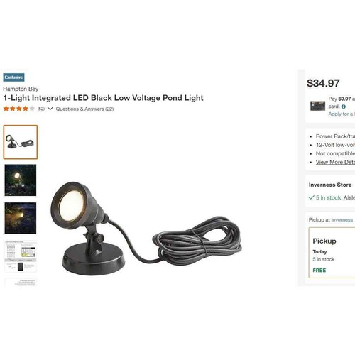 Hampton Bay 1-Light Integrated LED Black Low Voltage Pond Light, 1003 606 815 - Bild 2 von 11
