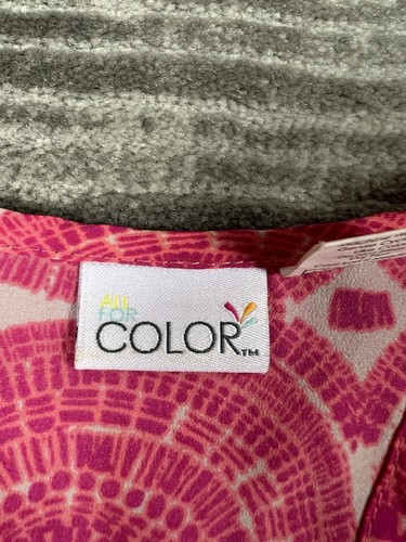 All For Color Top Womens Medium Pink Tank Geometric Casual Racerback - Picture 9 of 11