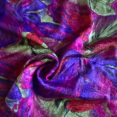 1.5 YD Vintage Tropical Leaf Poly Brocade Fabric Apparel Blouse