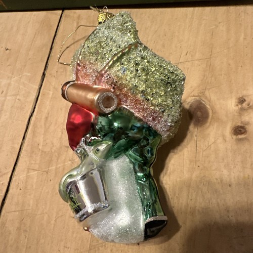 Vintage Santa Fisherman Big Fish Trout Hand Blown Glass Christmas Ornament - Picture 2 of 5