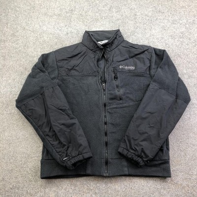 Columbia Jacket Mens Medium Black Fleece Full Zip Field Gear Interchange Lined