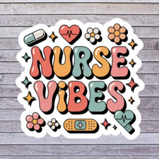 Nurse Sticker Vinyl Decal Nurse Vibes Cute Medical Rainbow Healthcare