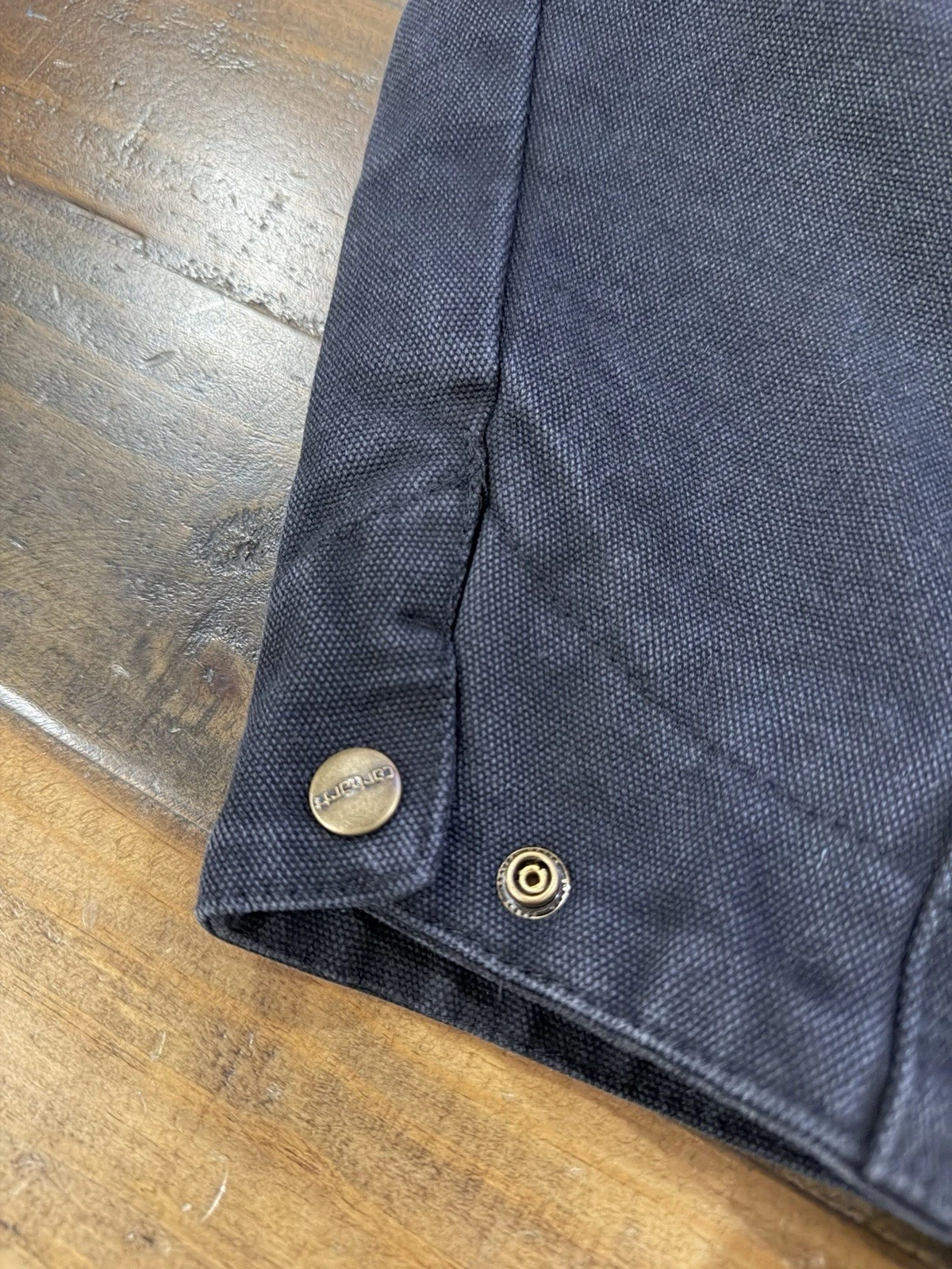 Carhartt WIP Detroit Jacket Black Faded Canvas Plaid Lined Large New With Tags - product detail image 5