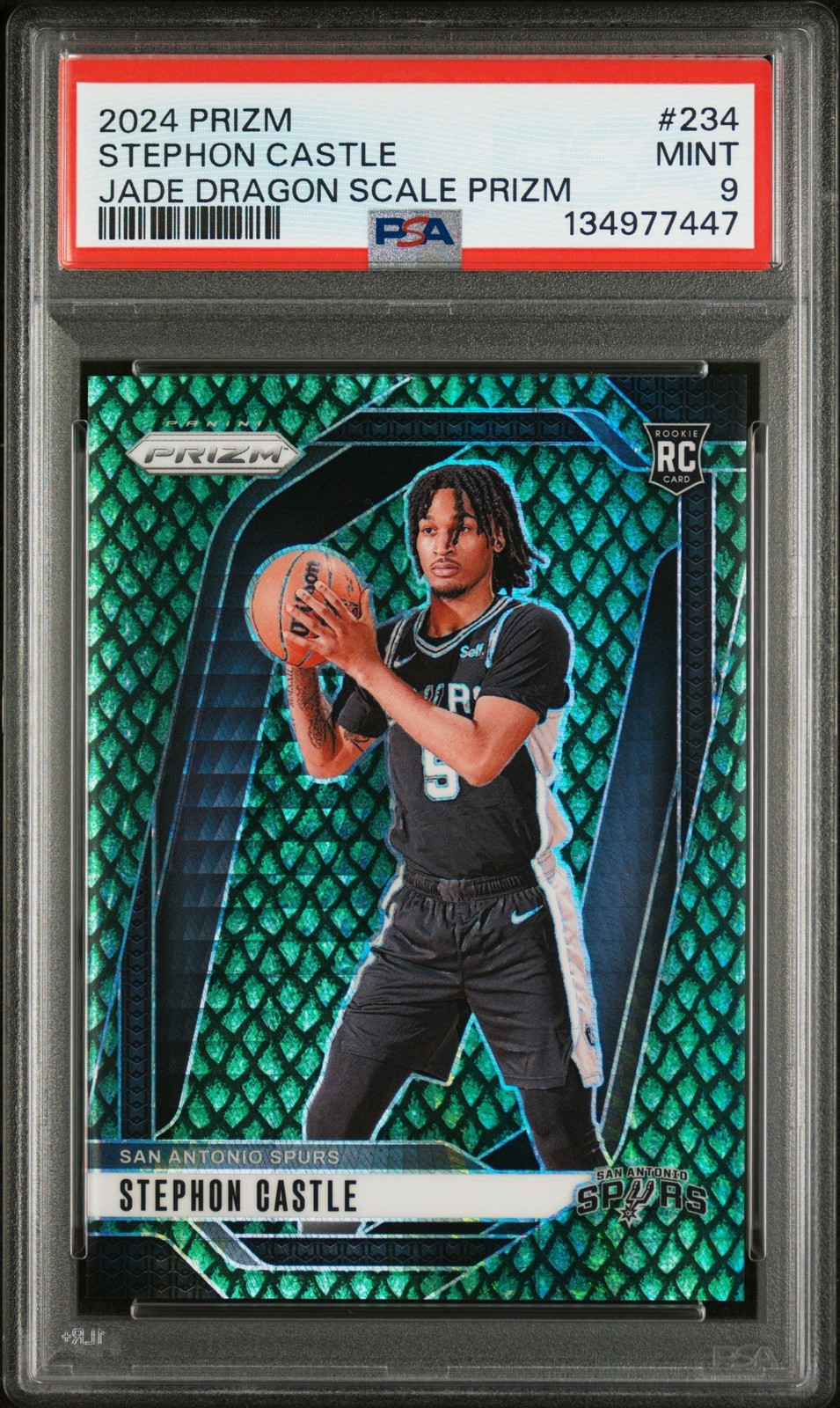 2024 PANINI PRIZM JADE DRAGON SCALE PRIZM #234 STEPHON CASTLE 22/48 PSA 9