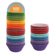  500 Count Standard Colorful Cupcake Liners, Muffin Liners for Baking, Food ...