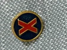 Red X Enamel Lapel Pin Gold Tone Knight  Blue Circle Badge Clutch Back Tie Tack