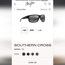 Maui Jim Southern Cross Polarized Wrap Black Neutral Grey Lens Used