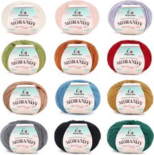 Aeelike Merinowolle Wolle zum Häkeln, Stricken, 12 Wollknäuel, Weiche Cotton