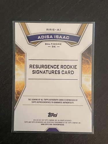 2024 Topps Resurgence - Resurgence Rookie Signatures Adisa Isaac Autograph - Bild 2 von 2