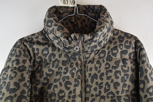 MARKS AND SPENCER Grey Leopard Print Padded Jacket size Uk 16 Womens Full Zip - Picture 2 of 8