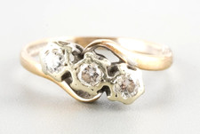 9ct gold diamond three stone ring Hallmarked 9ct gold Size O UK ,Date 1996