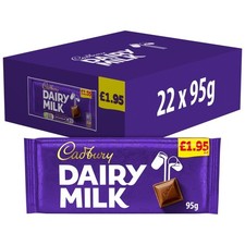 Full Box of 22 Bars Cadbury Dairy Milk Chocolate Bar 95g Free Tracked Delivery