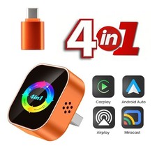 Plug and Play 4 in 1 WirelessCarPlay Android Auto MirrorLink Adapter BT WiFi USB