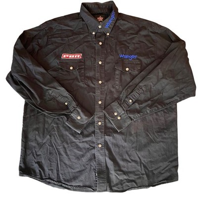 Wrangler PBR Bull Riding World Finals 2007 Long Sleeve Black Shirt Men s Sz XL