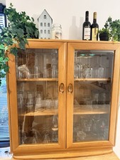 Ercol windsor blonde elm retro mid century glass display cabinet
