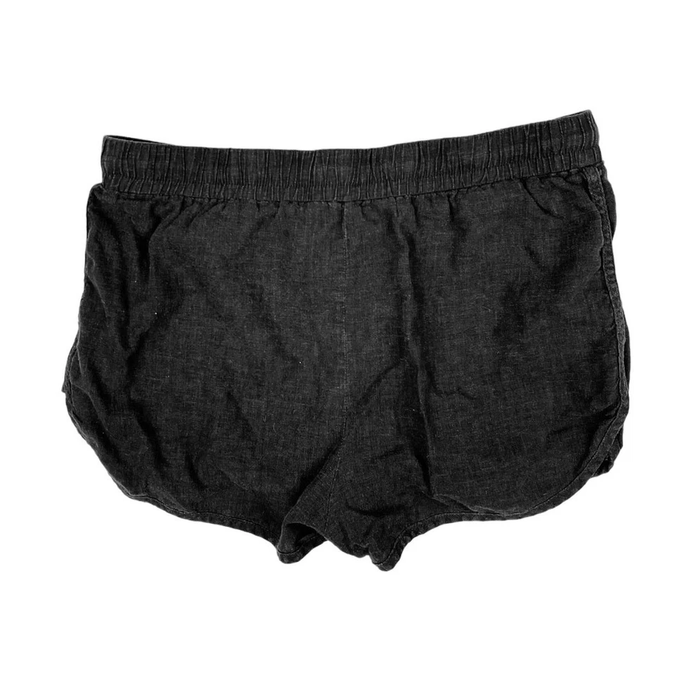 Pantalones Cortos Informales Sencillos BCBGeneration Cordón de Lino Negro Tiro Medio Talla S Foto 2 de 4