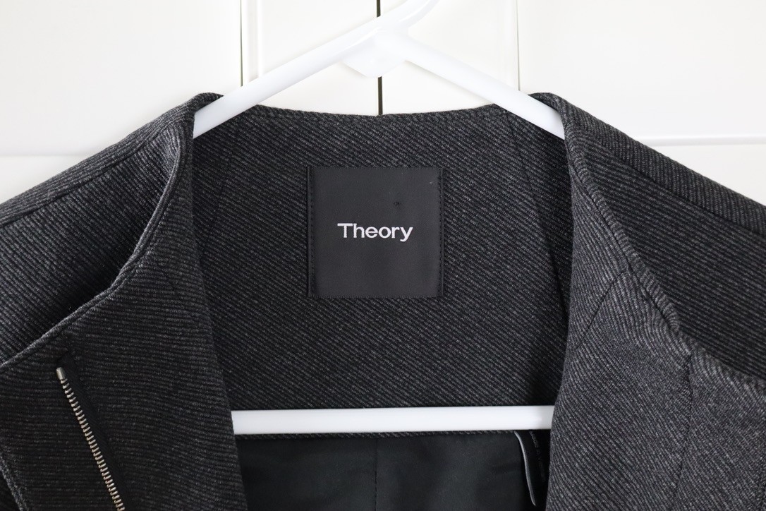 THEORY $325 Sculpted Knit Twill Lined Zip Up Front Fitted Jacket Size Petite
