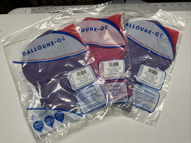 THREE 32” Cattex Round Longneck Latex Balloons—-Big Looner Fun!
