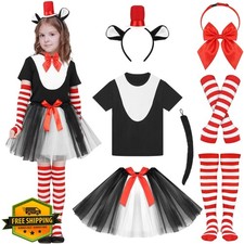 SOMSOC 7pc Cat Costume Set T-shirt Tutu Skirt Headband Socks Tail