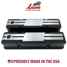 Small Block Chevy Tall Blue Valve Covers - Raised Billet Top - Custom - Ansen Small Block Chevy Tall Blue Valve Covers - Raised Billet Top - Custom - Ansen