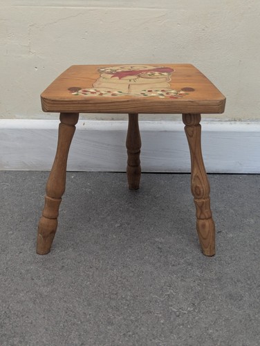 Vintage Wooden Stool Teddy Bear Design – Doll Teddy Stool - Plant Stand - Picture 15 of 24