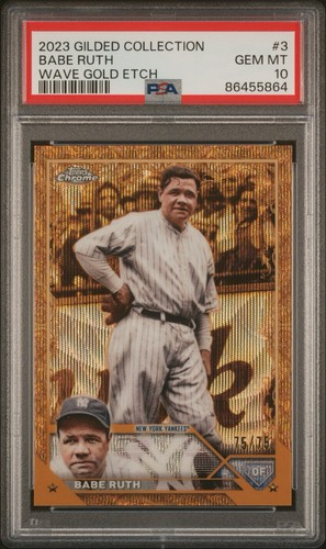 Babe Ruth PSA 10 GEM MINT Bookend 75 of 75 2023 Topps Gilded Wave Gold Etch - Picture 3 of 4