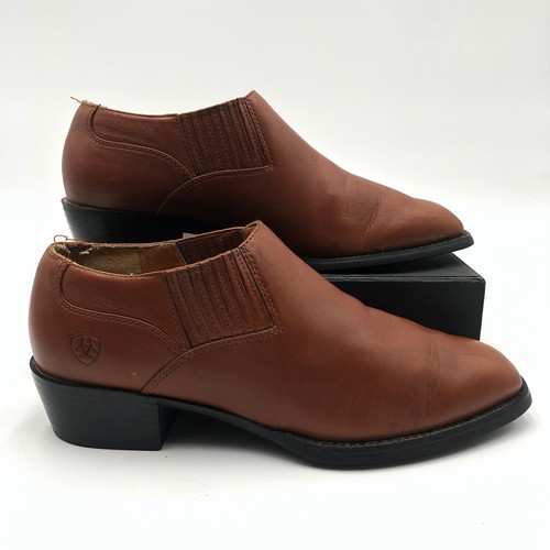 Ariat Shoes Women's Size 8.5 Brown Leather Slip On Ankle Western Cowboy - Imagen 2 de 11