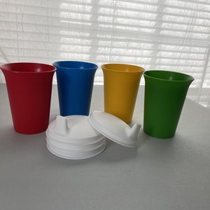 NEW Tupperware 7 oz  Bell Tumblers Set of 4 with Sipper Seals Primary Colors