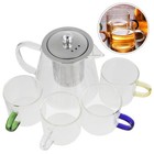 1 Set Heat Resistant Glass Teapot Transparent Boiling Tea Kettle with Cups