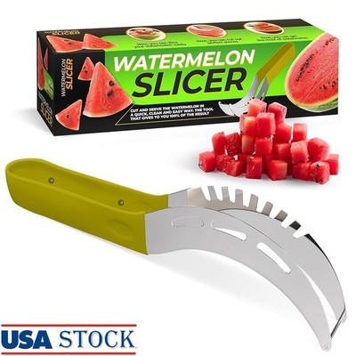 Effortless Fruit Slicing Tool Stainless Steel Easy Clean Portable Melon Cutter