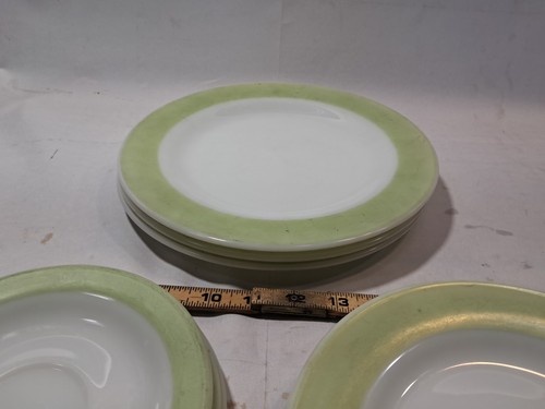 Lot Of 10 Pyrex Lime 3 Large Green Plates, And Saucers White Milk Glass USA M65 - Picture 5 of 7