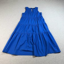 Banana Republic Dress Women Small Petite Blue Organic Cotton Tiered Midi Coastal
