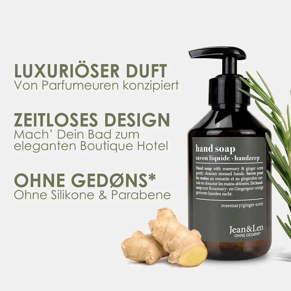 Jean & Len Handseife Rosemary & Ginger Hautschutz tägliche Anwendung 250 ml - Bild 3 von 4
