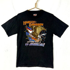 Vintage 1980s Harley Davidson T-Shirt Medium Black Anything Else Is Un-American
