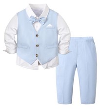 Boys' Long Sleeve Gentleman Suit Outfits Bow Tie Shirts  Vests  Pants Sets,...