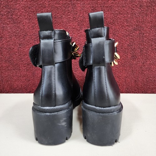 Steve Madden Black Chunky Ankle Boots Size 7.5 | Gold Chain Detail | Pre-Owned - Picture 5 of 15