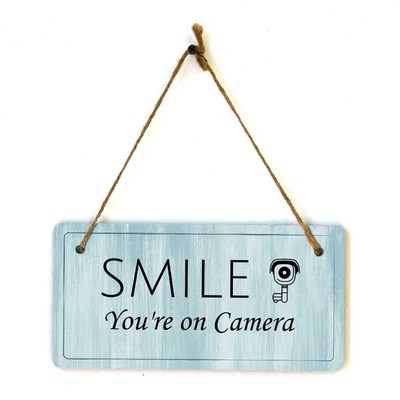 Security & Surveillance | Rustic Light Blue Wood 5 x 10'' Hanging Signs