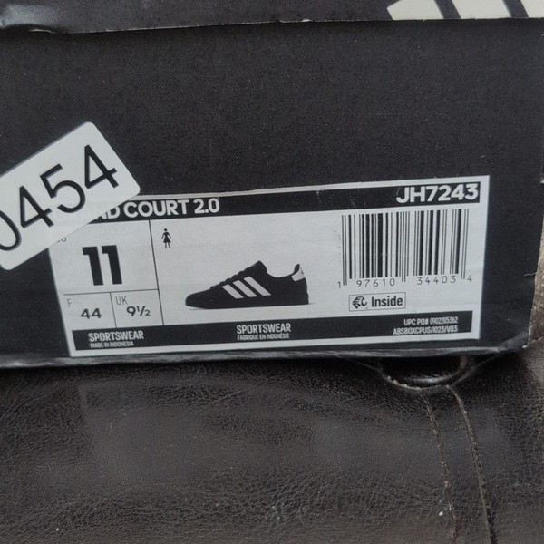 Zapatilla adidas Grand Court 2.0 para hombre con cordones, corte bajo, Negro/Blanco JH7243