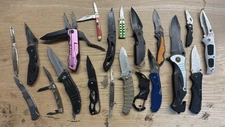Lot Of 20 Folding Pocket Knives TSA Confiscated Used Mixed Brands & Models (F)