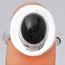 Natural Black Onyx - Brazil 925 Sterling Silver Ring s.8.5 Jewelry R-1082