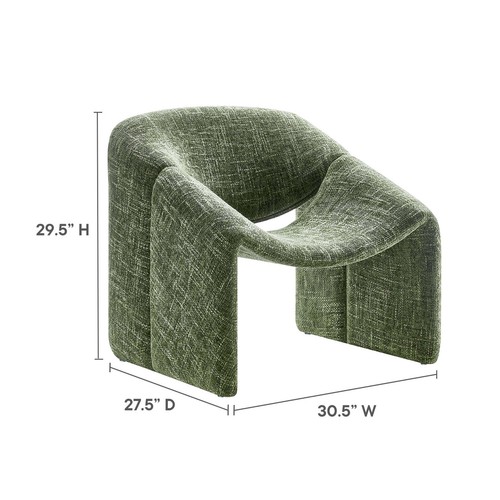 Modway Vivi Metal Frame and Chenille Upholstered Accent Chair in Basil - Picture 3 of 9