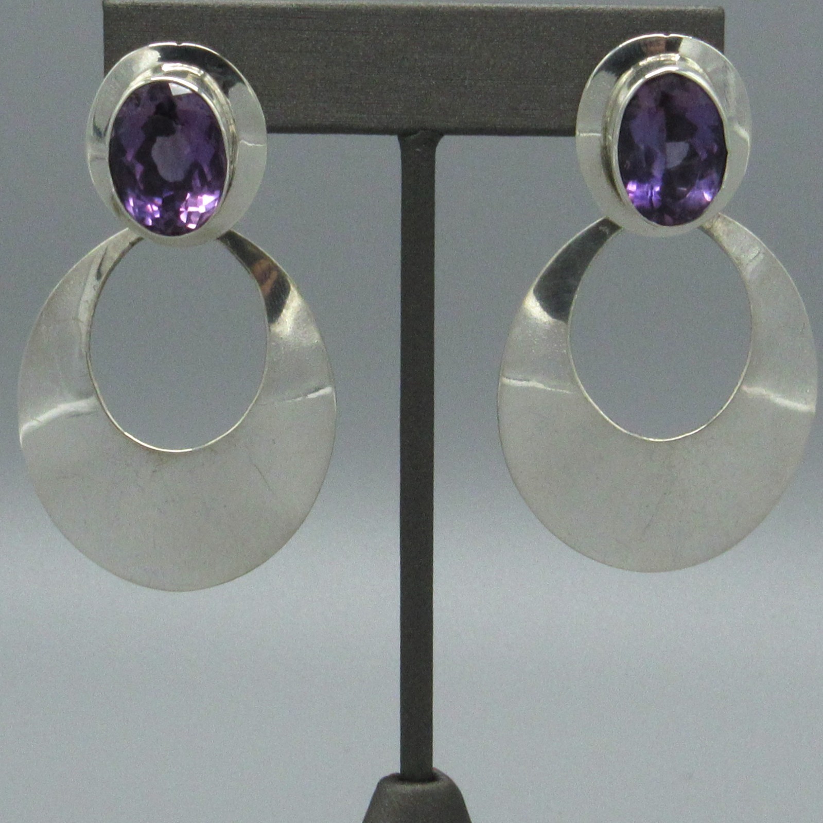 Sterling Silver Amethyst Post Dangle Earrings by … - image 2