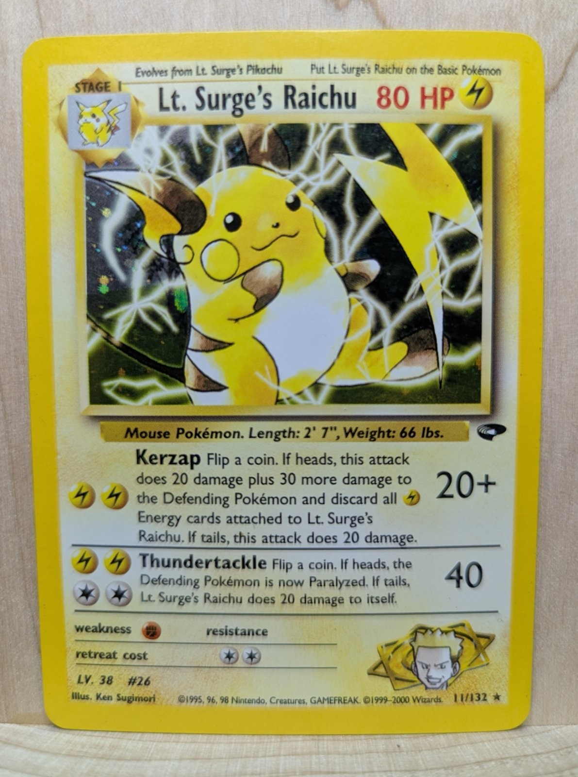 Lt. Surge's Raichu Holo 11/132 Rare Gym Challenge 2000