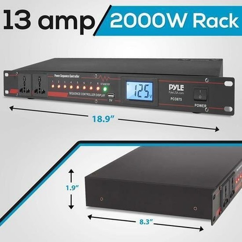 Pyle 13 Amp 2000W Uchwyt w szafie Cyfrowy kontroler zasilania Regulator PCO875 - Zdjęcie 3 z 9