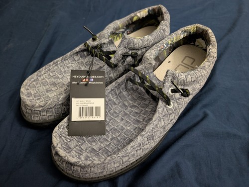 Hey Dude Wally Break Cali Boardwalk Mens Slip On Shoes Grey Size 11 Casual NEW