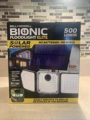 (1)-Bell+Howell Bionic Solar LED Weather Resistant Floodlight Max